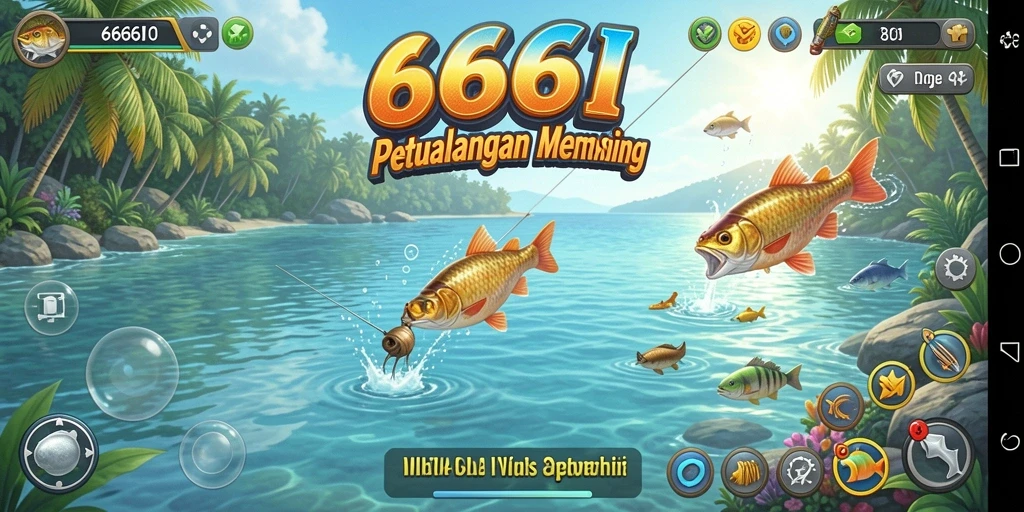 Tangkapan spektakuler dalam gameplay Fishing 666I.
