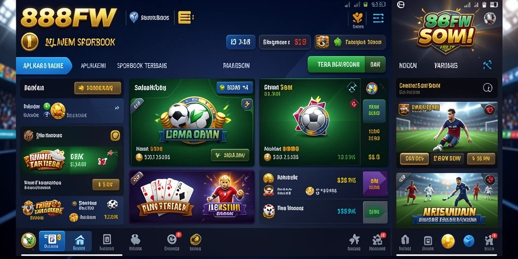 Tampilan antarmuka aplikasi Sportsbook menampilkan berbagai pilihan taruhan.
