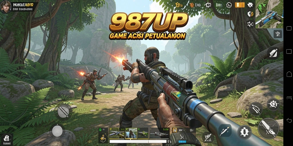 Tampilan gameplay seru dalam 987UP dengan aksi menegangkan.