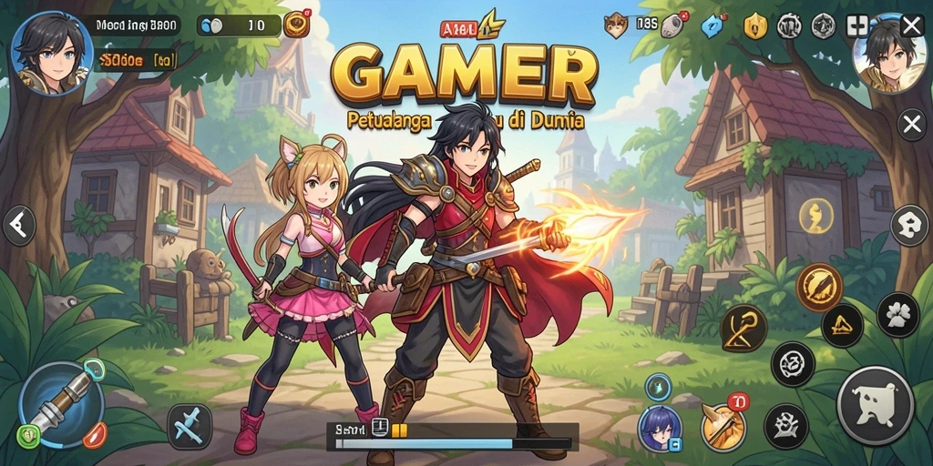 Tampilan gameplay GAMERP yang penuh aksi dan karakter anime ikonik.