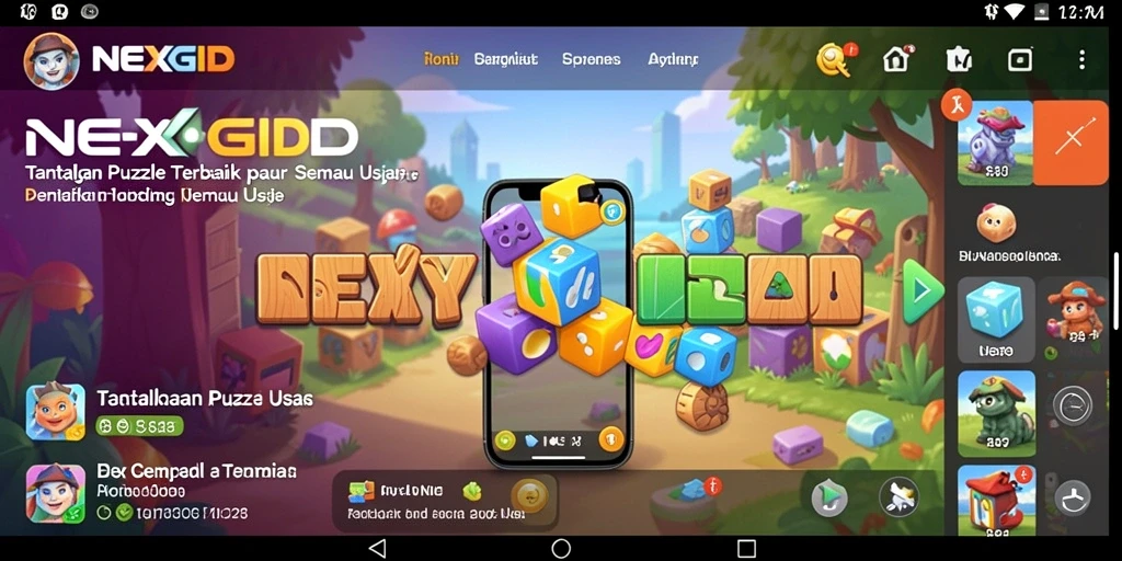 Tampilan gameplay NEXGID dengan berbagai teka-teki menantang.