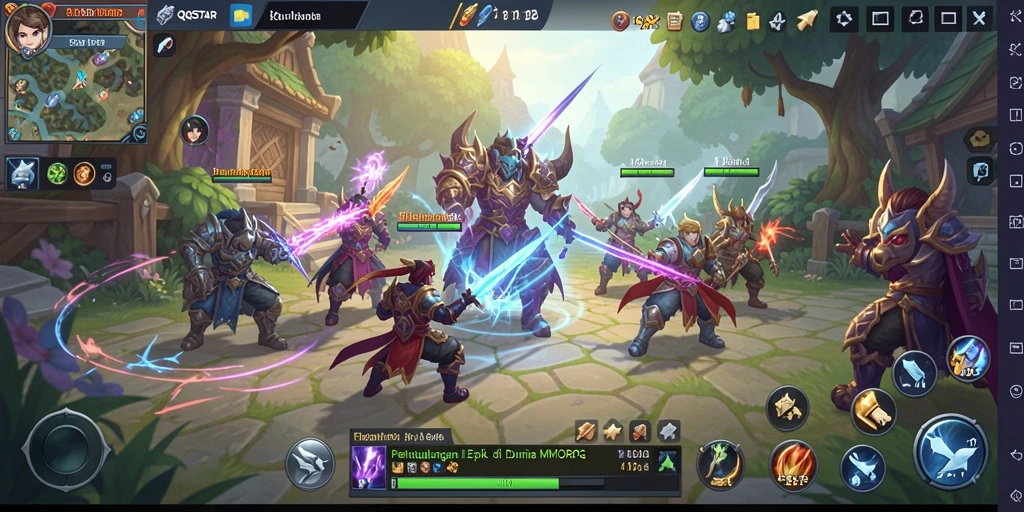 Gameplay seru dengan petualangan dan pertempuran di QQSTAR.
