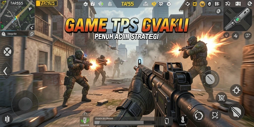 Gameplay seru di TAR555 dengan aksi tembak-menembak.