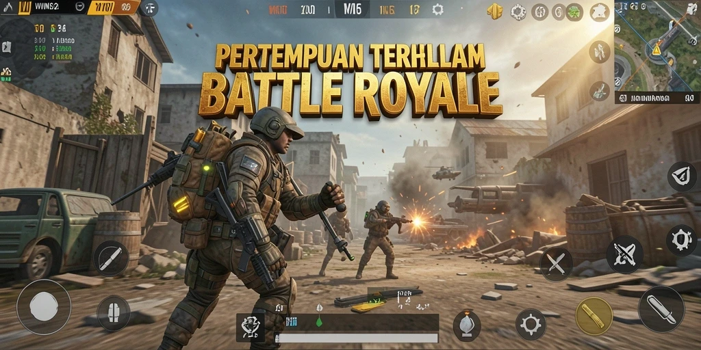 Tampilkan gameplay seru dalam pertempuran Battle Royale.